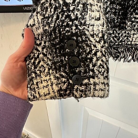 Carol Anderson VINTAGE tweed plaid fringe blazer jacket, women's size 10 - Picture 5 of 15